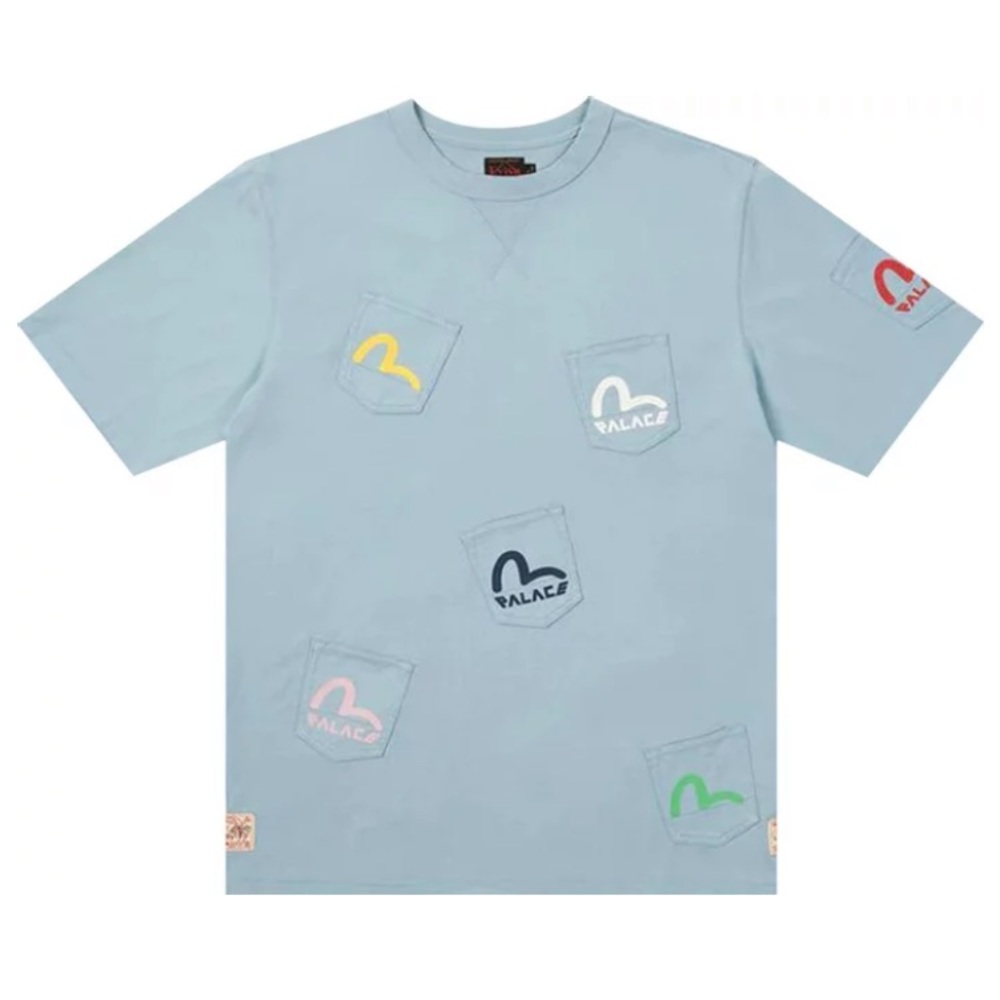 Palace x Evisu Multi Pocket T-Shirt 'Dusty Blue'